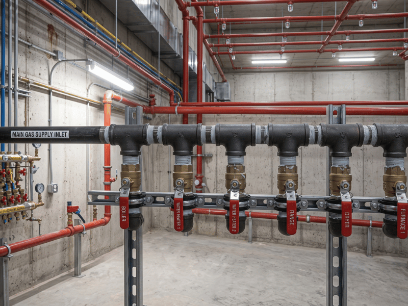 Gas Fitting — line run and supports